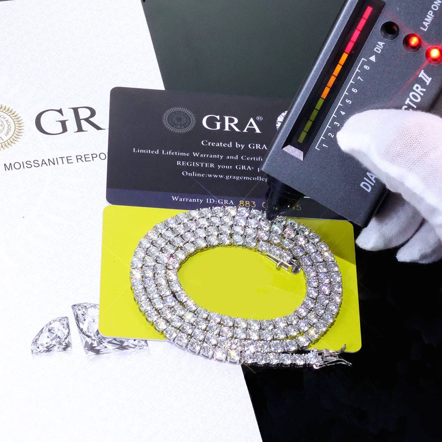 Moissanite Tennis Chain Necklace 925 Silver Iced Out VVS 2/3/4/5mm Tennis Chain