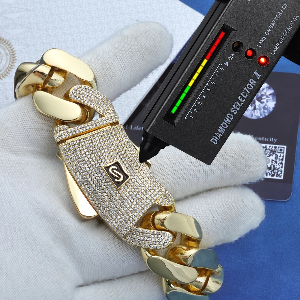 Moissanite Monaco Necklace 925 Silver Iced Out Clasp 6/8/10mm Chain or Bracelet