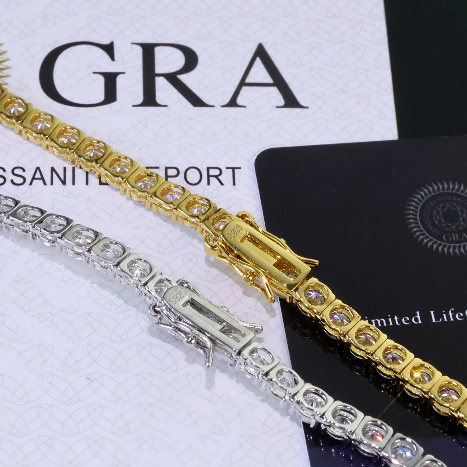 925 Silver VVS Moissanite Tennis Bracelet 2/3/4/5 MM Iced Out Diamond Tennis Chain