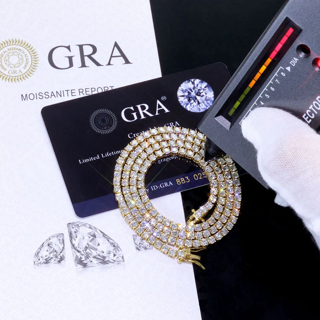 Moissanite Tennis Chain Necklace 925 Silver Iced Out VVS 2/3/4/5mm Tennis Chain