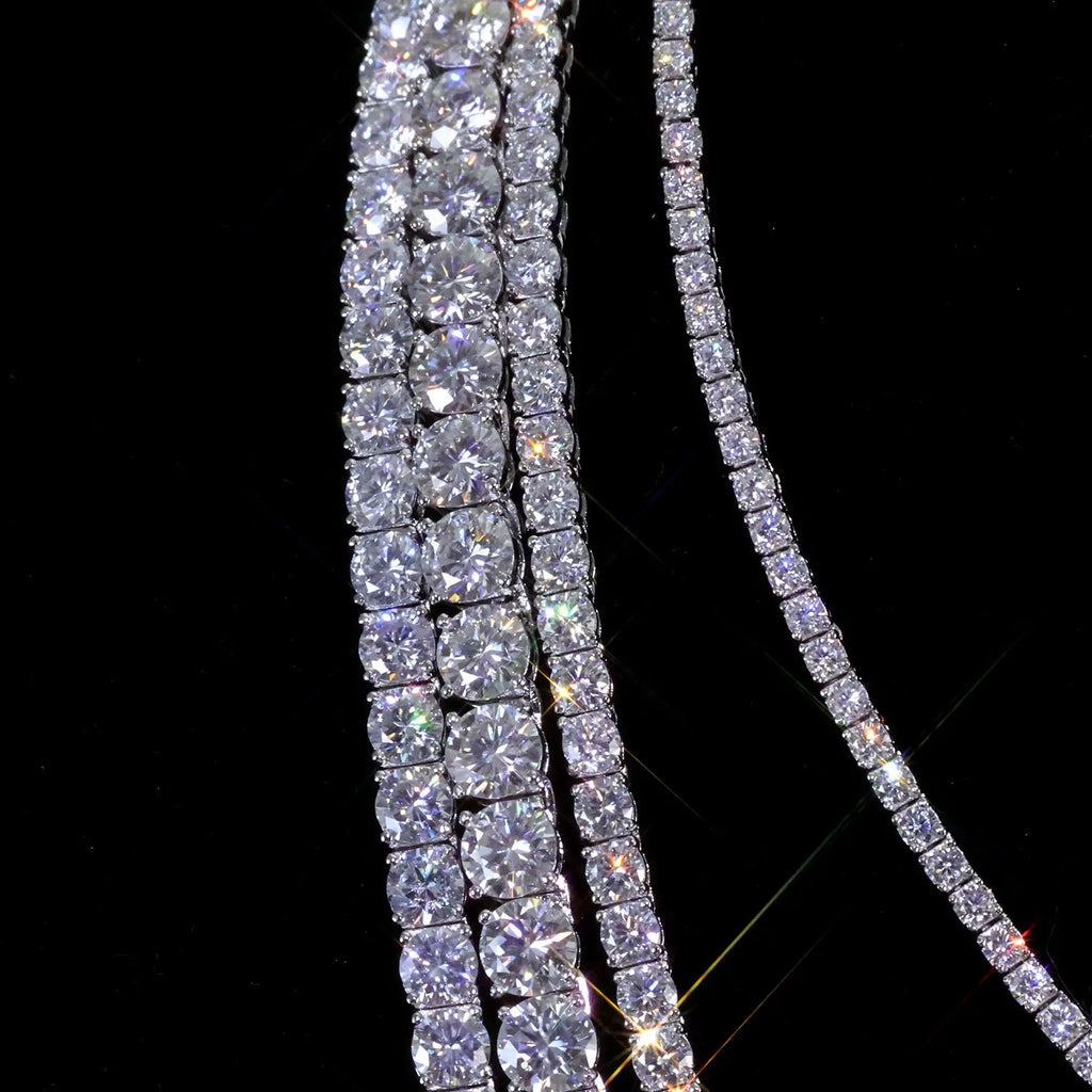 Moissanite Tennis Chain Necklace 925 Silver Iced Out VVS 2/3/4/5mm Tennis Chain